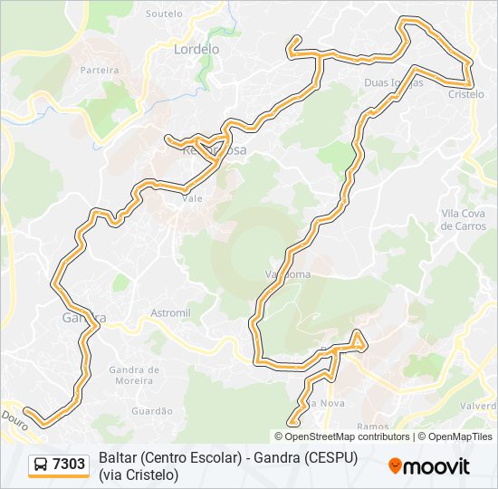 7303 bus Line Map