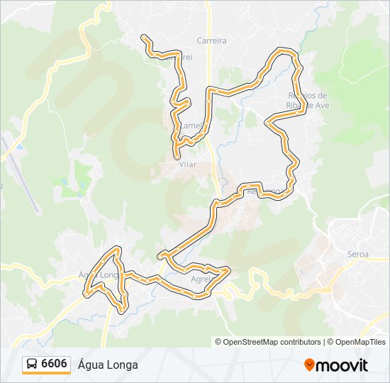 Mapa da linha do autocarro 6606.