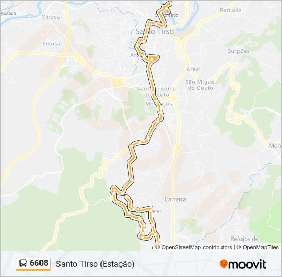 Mapa da linha do autocarro 6608.