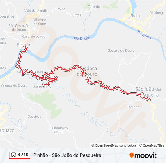 Mapa da linha do autocarro 3240.