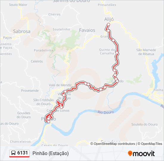 Mapa da linha do autocarro 6131.