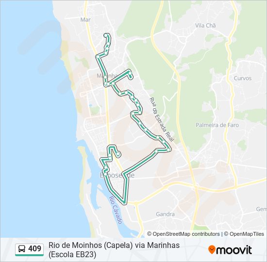 Mapa da linha do autocarro 409.