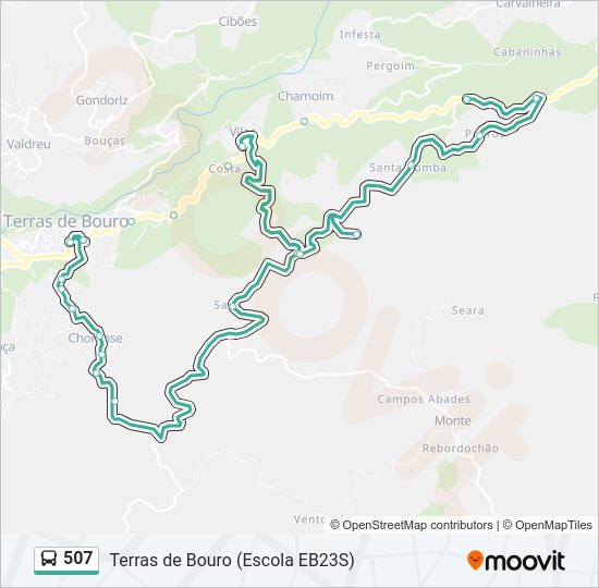 Mapa da linha do autocarro 507.