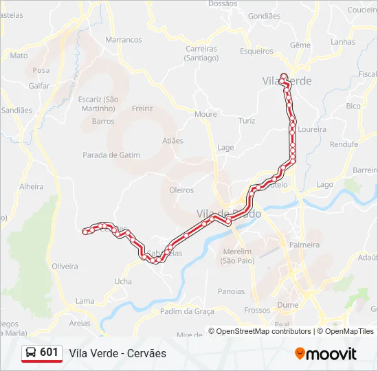 601 Bus Line Map
