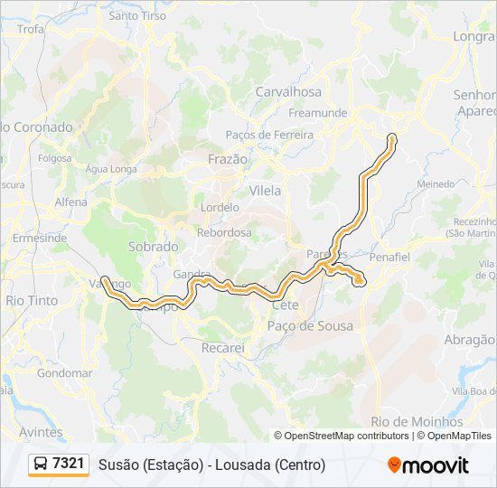 Mapa da linha do autocarro 7321.