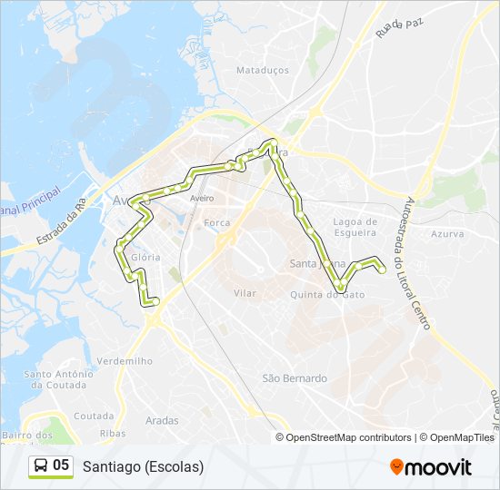 Mapa da linha do autocarro 05.