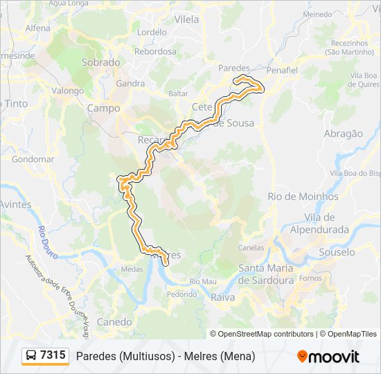 Mapa da linha do autocarro 7315.