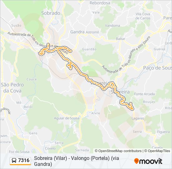 7316 bus Line Map