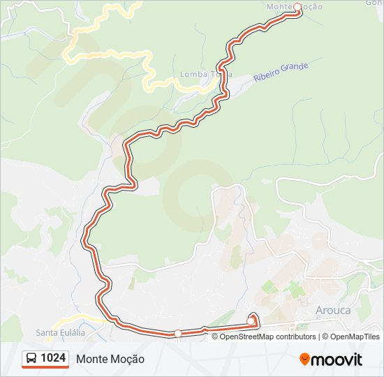 Mapa da linha do autocarro 1024.