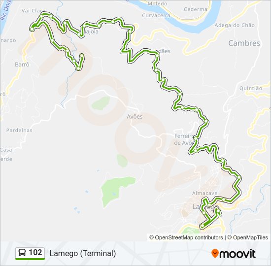 Mapa da linha do  102.