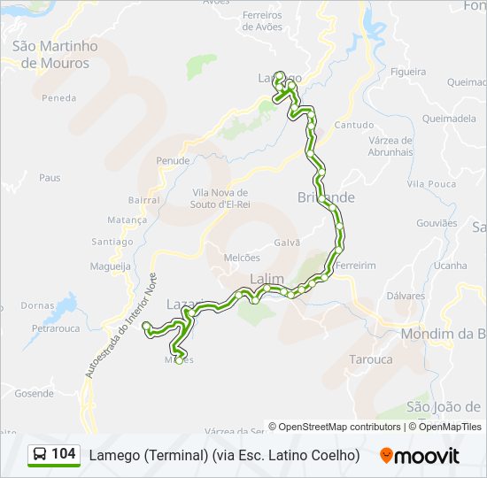 Mapa da linha do  104.