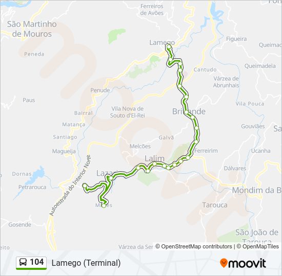 Mapa da linha do  104.