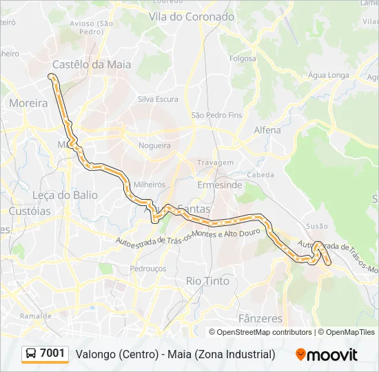 7001 Bus Line Map