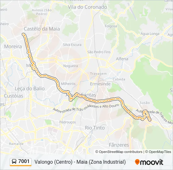 7001 Bus Line Map