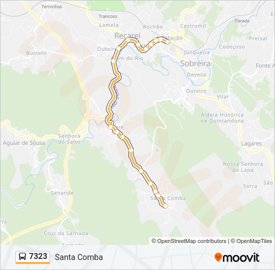 Mapa da linha do autocarro 7323.