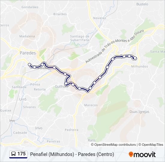 Mapa da linha do autocarro 175.