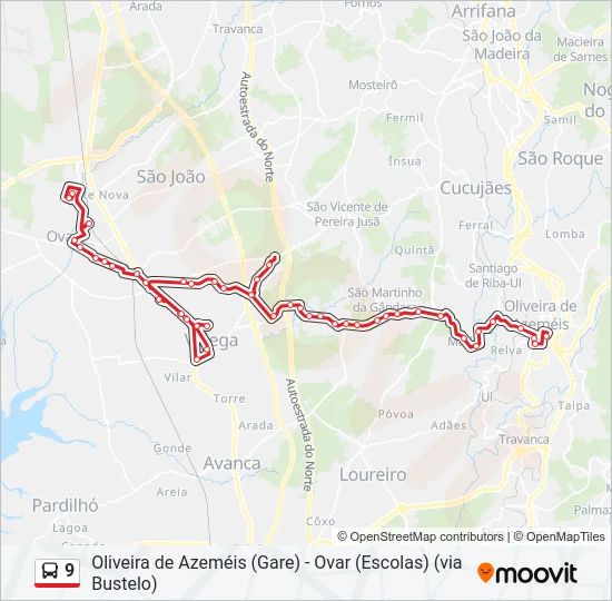 9 Bus Line Map