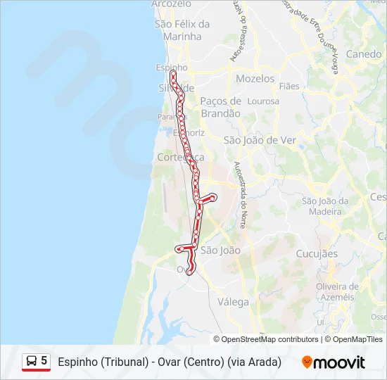 5 Bus Line Map