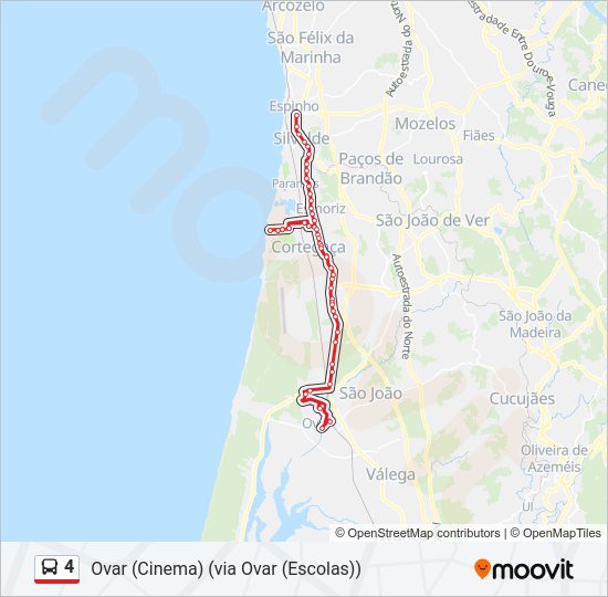 Mapa da linha do autocarro 4.