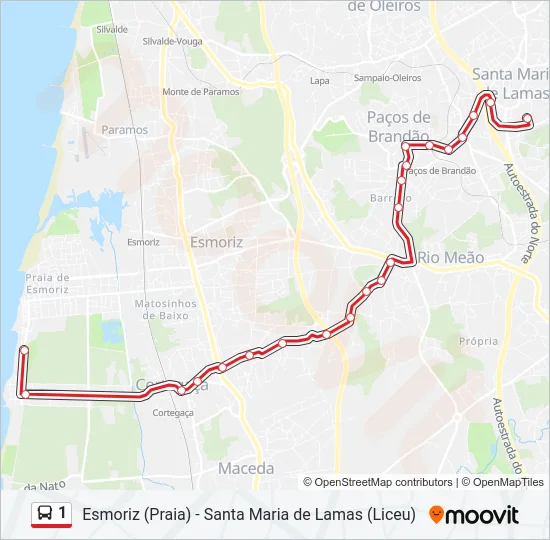 1 Bus Line Map
