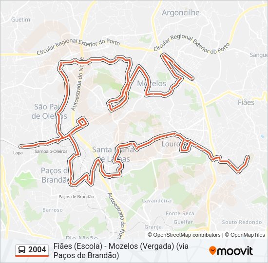 Mapa da linha do autocarro 2004.