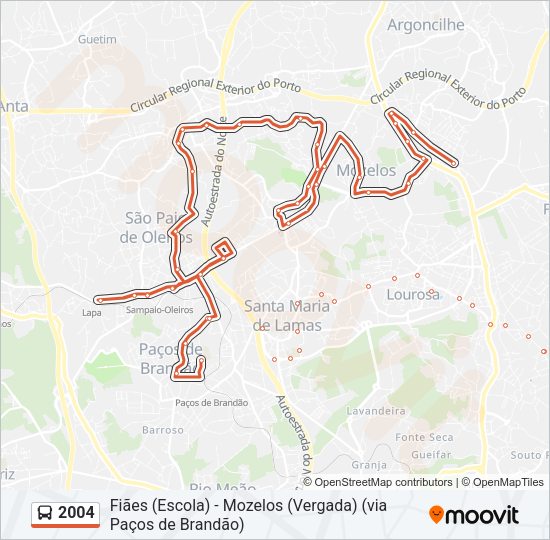 Mapa da linha do autocarro 2004.