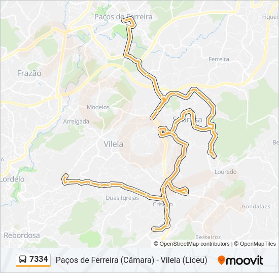 7334 bus Line Map