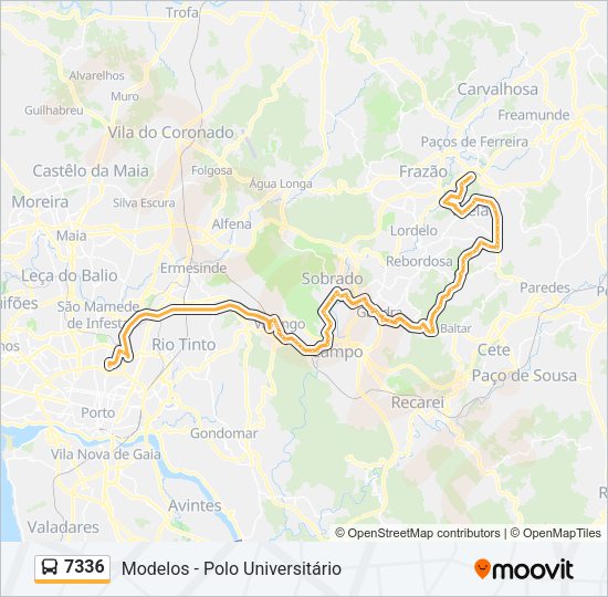 Mapa da linha do autocarro 7336.