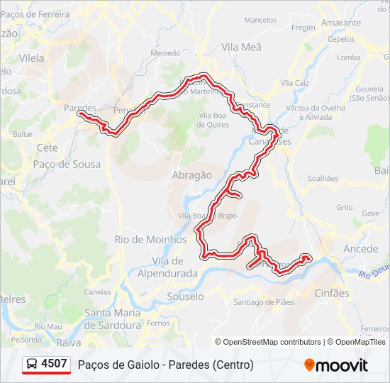 Mapa da linha do autocarro 4507.