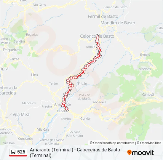 525 Bus Line Map