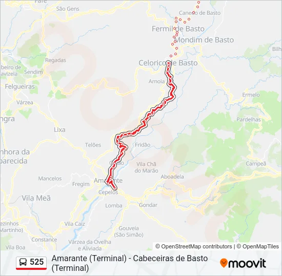 525 Bus Line Map