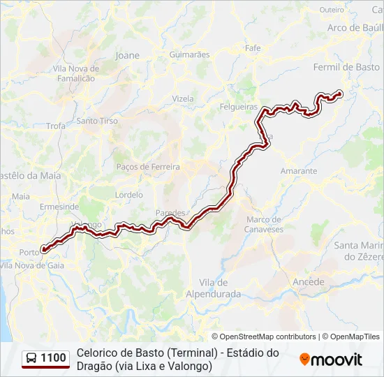 1100 Bus Line Map