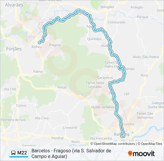 M22 Bus Line Map