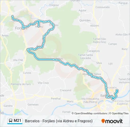 M21 Bus Line Map