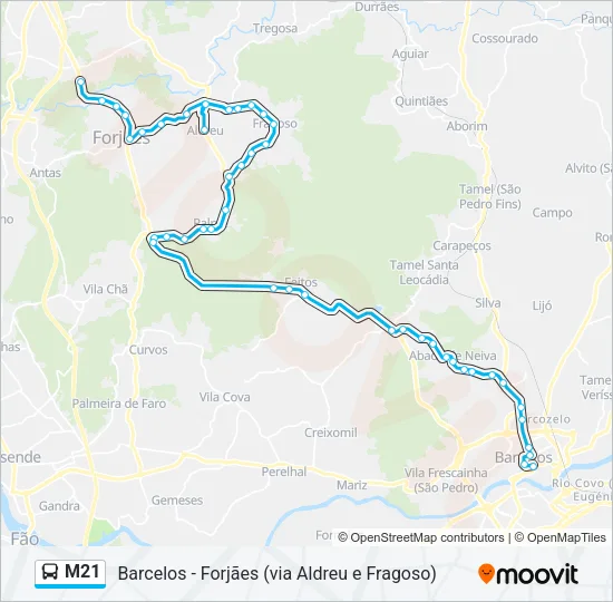 M21 Bus Line Map
