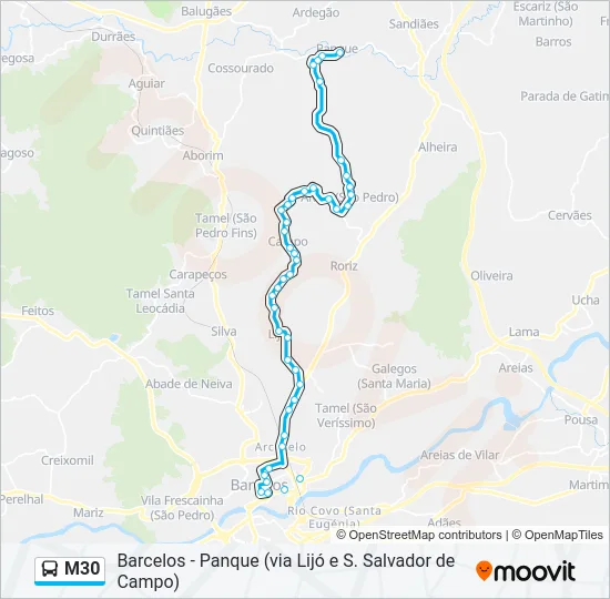 M30 Bus Line Map