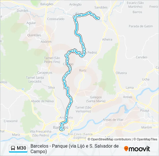 M30 Bus Line Map