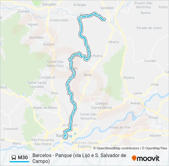 M30 Bus Line Map