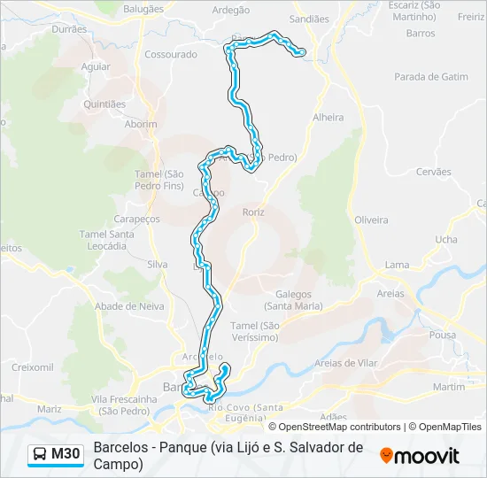 M30 Bus Line Map