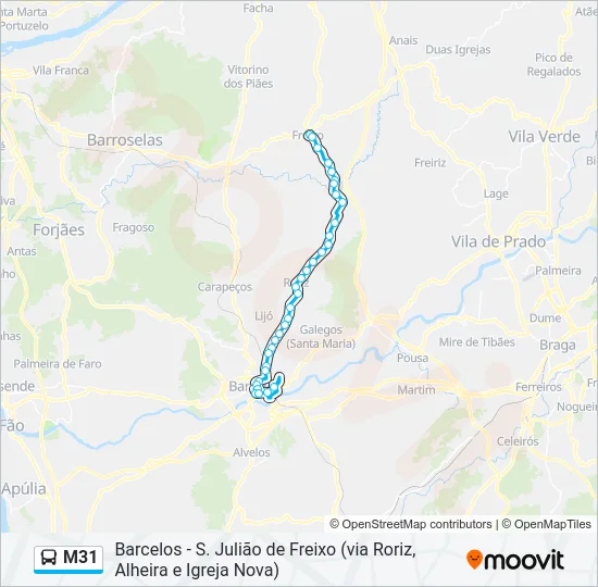 M31 Bus Line Map
