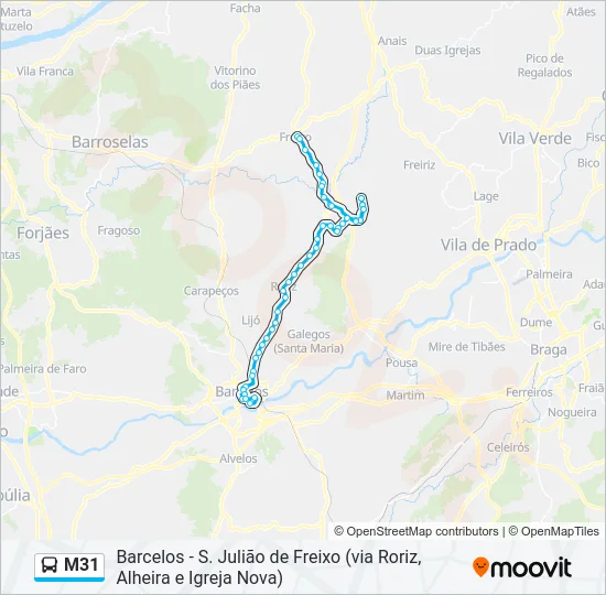M31 Bus Line Map