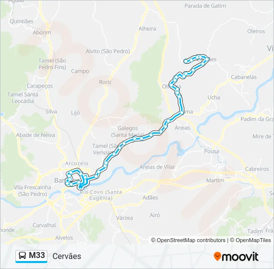 M33 Bus Line Map