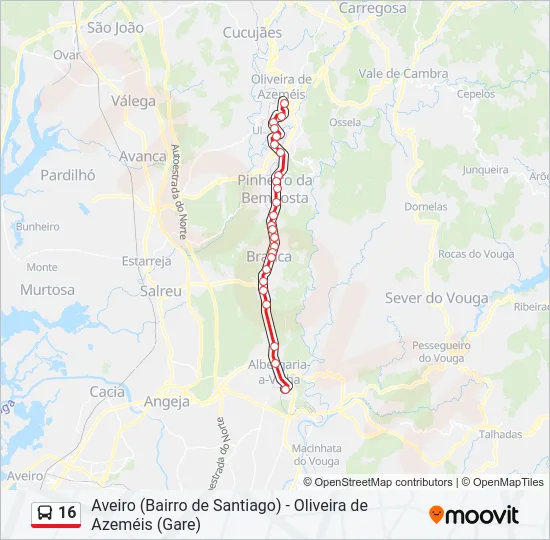 16 Bus Line Map