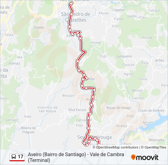 Mapa da linha do autocarro 17.