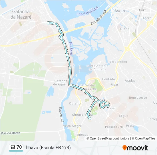 70 Bus Line Map