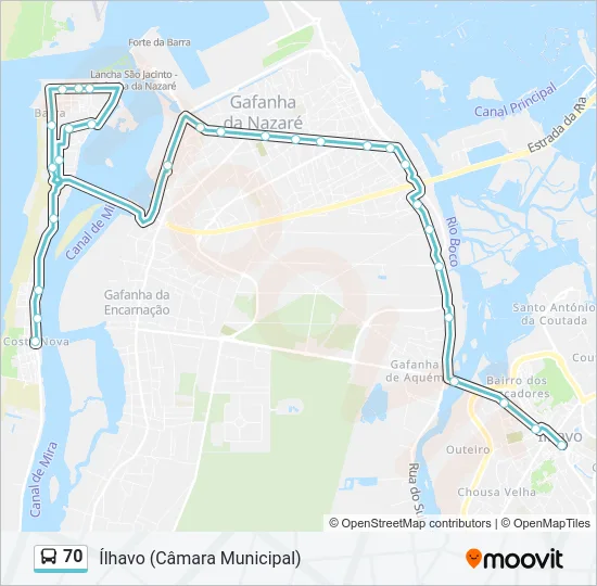 70 Bus Line Map