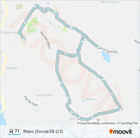 71 Bus Line Map