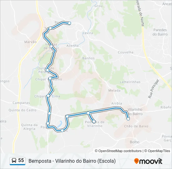 55 Bus Line Map