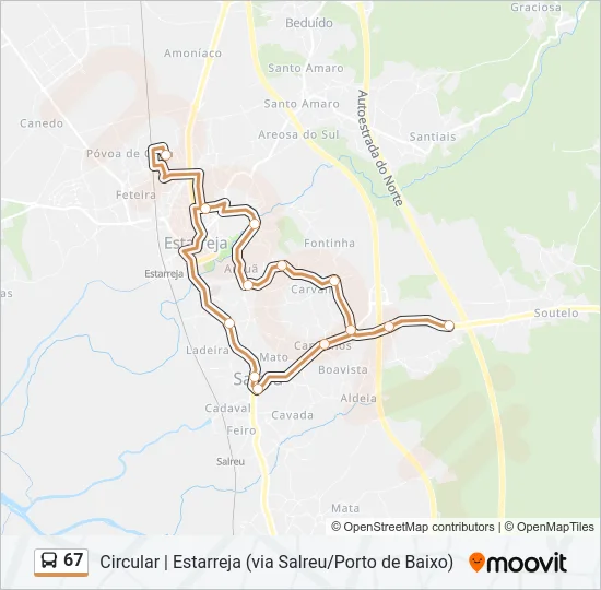 67 Bus Line Map