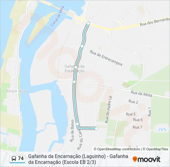 74 Bus Line Map